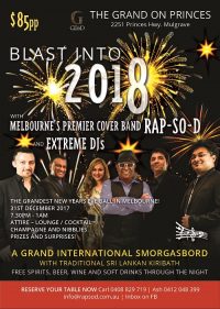 New Year's Eve Dance - Blast into 2018 with Melbourne's Premier Cover Band Rap-So-D & Extreme DJs