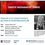 Tribute talk for Prof Weeramantry at Monash Law by Tony Anghie