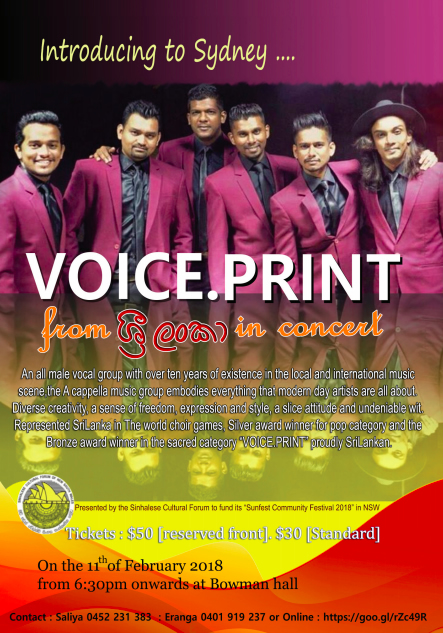 Voice.Print in concert from Sri Lanka (in Sydney)