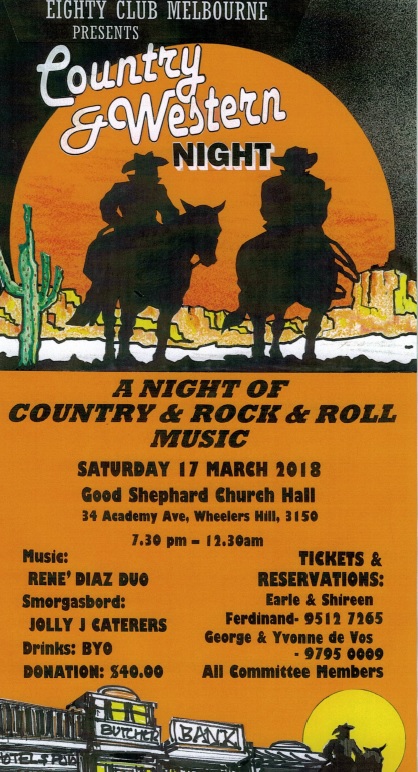 Eighty Club Melbourne Presents Country & Western Night - A Night of Country & Rock & Roll Music