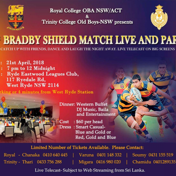 74th Bradby Shield Match Live and Party (Sydney Event)
