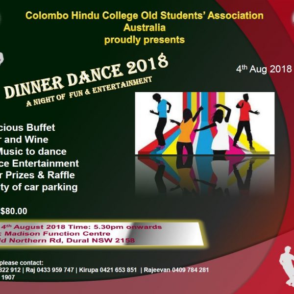 Colombo Hindu College Old Students' Association Australia proudly presents - Dinner Dance 2018 (Sydney Event)