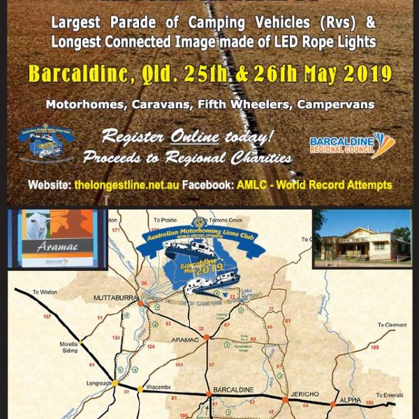 Australian Motorhoming Lions Club - Guinness World Record Attempts - Largest Parade of Camping Vehicles - Longest Connected Image of LED Lights