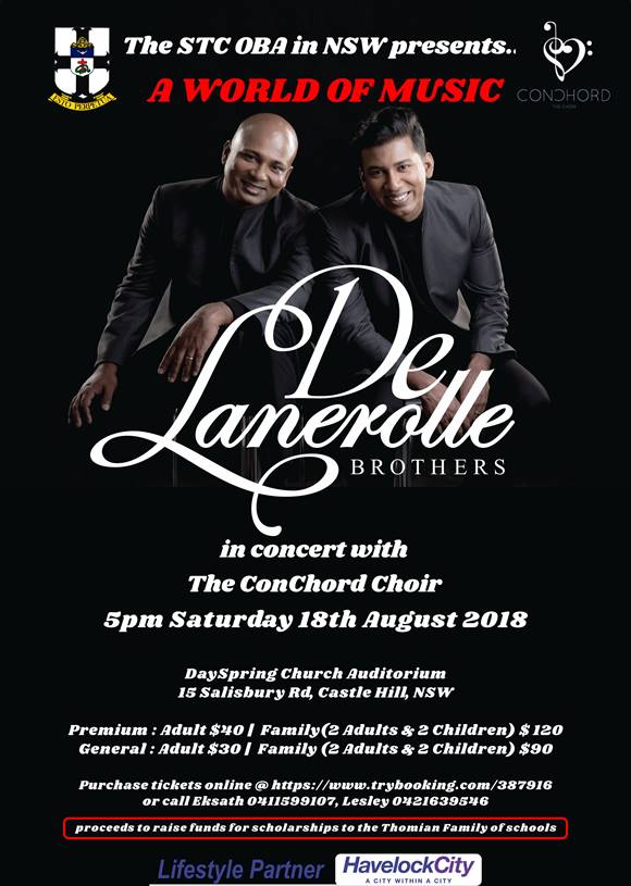 De Lanerolle Brothers in Concert with The Conchord Choir - 18th August 2018 (Sydney Event)