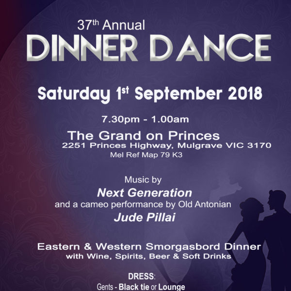 Old Antonian Social Club of Australia Presents  37th Annual DInner Dance (1st September 2018) (Melbourne Event)