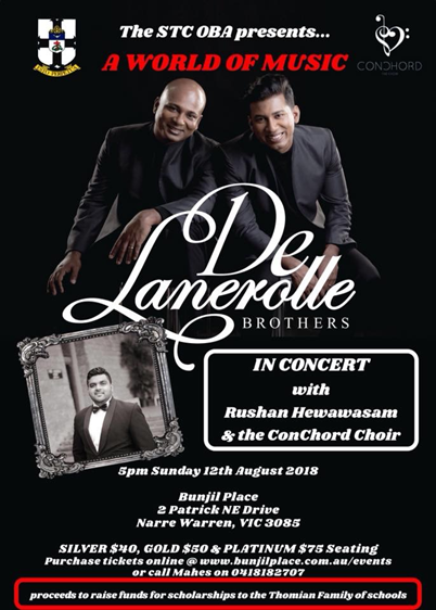 The De Lanerolle Brothers join forces with the Rushan Hewawasam led Conchord Choir to re-imagine a range of pop, classical and gospel music hits (Melbourne) - 12th August 2018