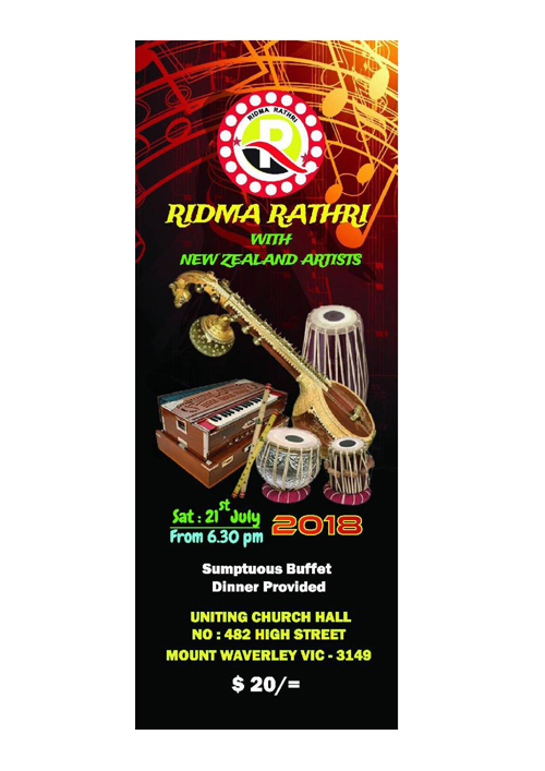 MUSIC CONCERT, “Ridma Rathri” with New Zealand Artists