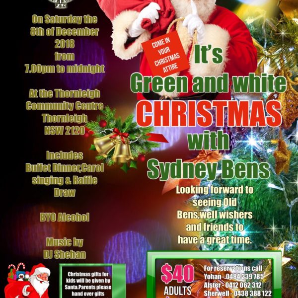 It's Green & White Christmas with Sydney Bens - 8th December 2018 (Sydney Event)