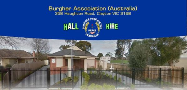 The Burgher Association of Australia Centre is available for private hire