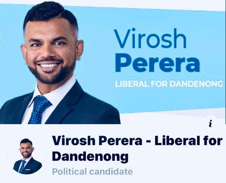 Sri Lankan for Victorian Parliament – Virosh Perera – Contributed by Marie Pietersz, Melbourne