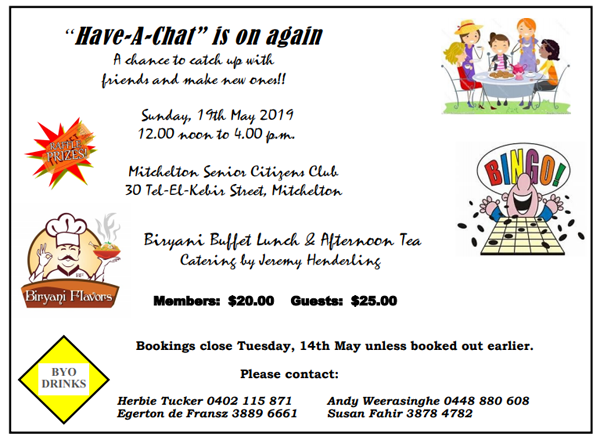 "Have a Chat' - (Brisbane event) - 19th May 2019