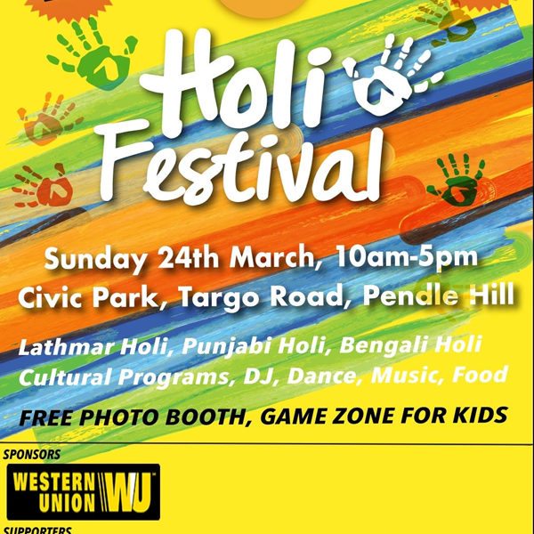 Holi - Festival of Colours celebration - 24th March in Pendle Hill