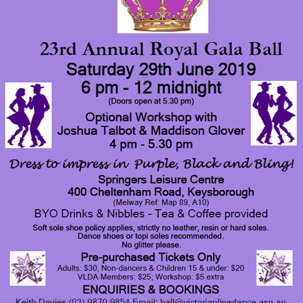 VICTORIAN LINE DANCE ASSOCIATION - 23rd Annual Royal Gala Ball (Melbourne event) - Saturday 29th June 2019