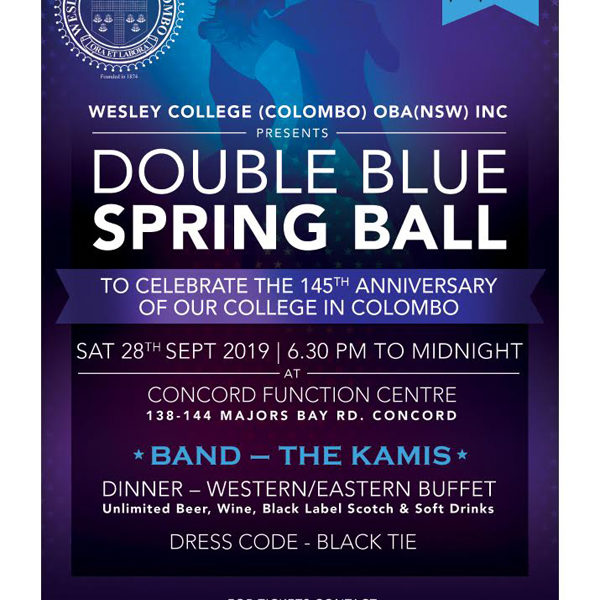 Wesley College (Colombo) OBA (NSW) Inc Presents Double Blue Spring Ball