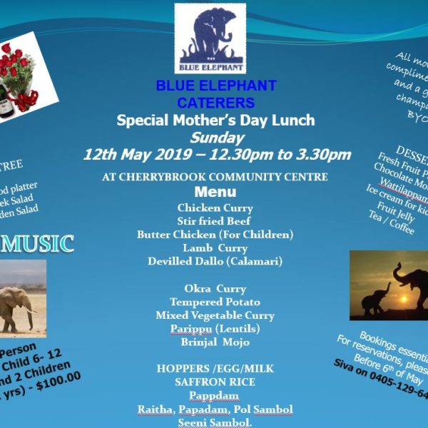 Special Mother's Day Lunch - Blue Elephant Caterers (Sydney event) - Sunday 12th May 2019