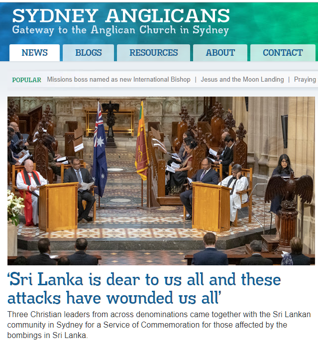 Commemoration for Sri Lanka at St Andrews Cathedral Saturday 27th April 2019