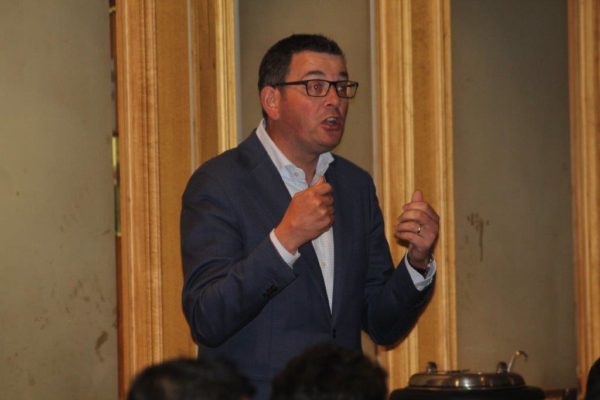 Victorian Premier Daniel Andrews at a Labor Party gathering in support of MP Julian Hill at the Walawwa