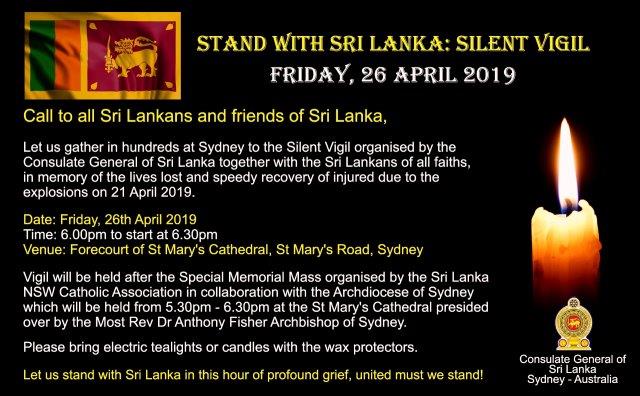 Stand with Sri Lanka: Silent Vigil, 26 April 2019 (Forecourt of St. Mary's Cathedral, St Mary's Road, Sydney)