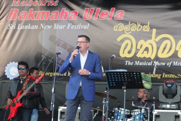 Victorian Premier Daniel Andrews makes a surprise appearance at the Sinhalese New Year Celebrations at the Dandenong Showground
