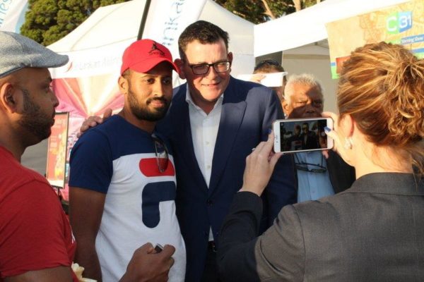 Victorian Premier Daniel Andrews makes a surprise appearance at the Sinhalese New Year Celebrations at the Dandenong Showground