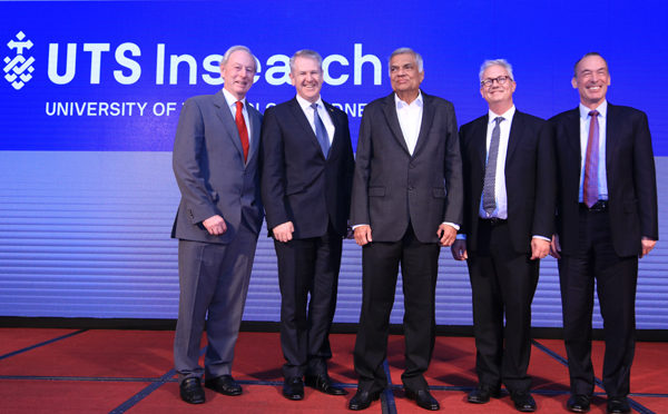 UTS executives with the High Commissioner and PM at UTS Insearch Sri Lanka Launch