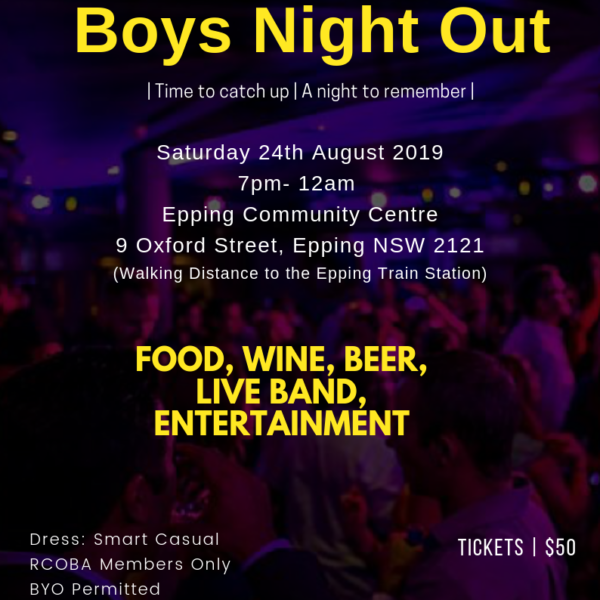 The Old Boys of Royal College Colombo in NSW & ACT Inc presents Mustangs 2019 – Boys Night Out