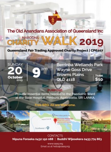 The Old Anandians Associations of Queensland Inc Maroons Charity Walk 2019