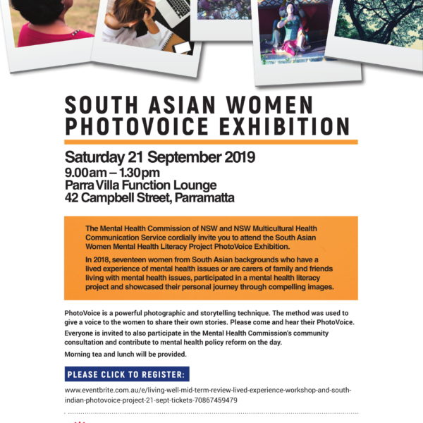 INVITATION: SOUTH ASIAN WOMEN PHOTOVOICE EXHIBITION AND LIVING WELL CONSULTATION WITH MULTICULTURAL COMMUNITIES