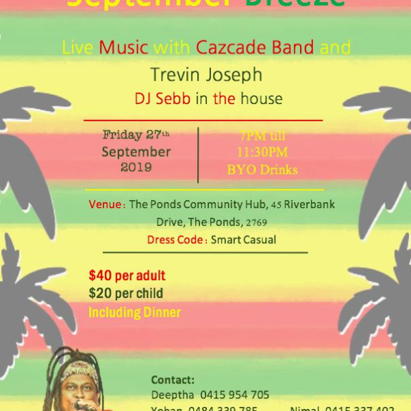 September Breeze - Live Music with Cazcade Band & Trevine Joseph  (and DJ Sebb) - Sydney event