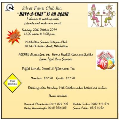 Silver Fawn Club Inc "Have-A-Chat"is on again
