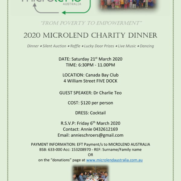 “From poverty to empowerment” - 2020 microlend CHARITY dinner