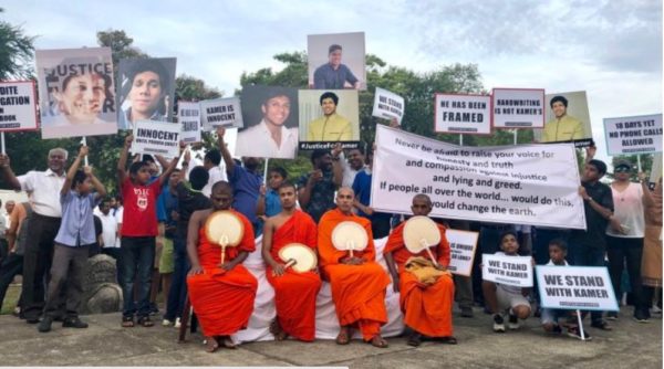 A protest in Sri Lanka for Kamer's release