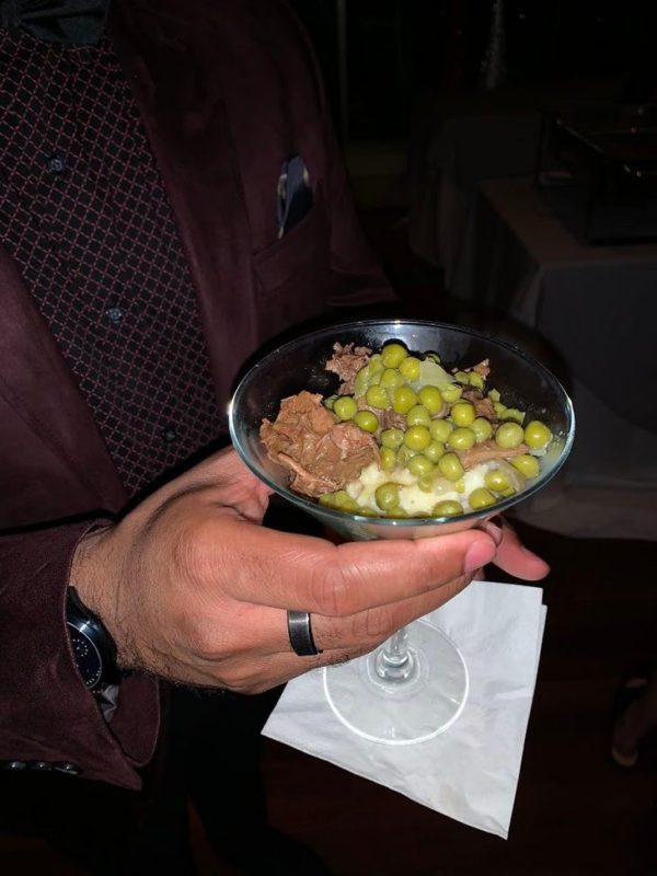 Mashed Potatoes- Roast Beef-And Peas In A Martini Glass