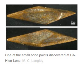 One of the small bone points discovered at Fa-Hien Lena.