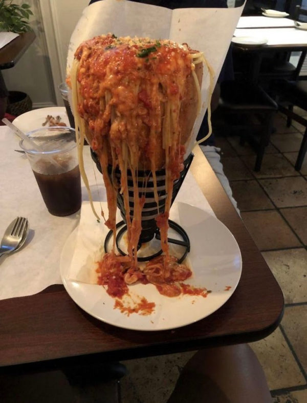 Spaghetti Bolognese In A Bread Cone