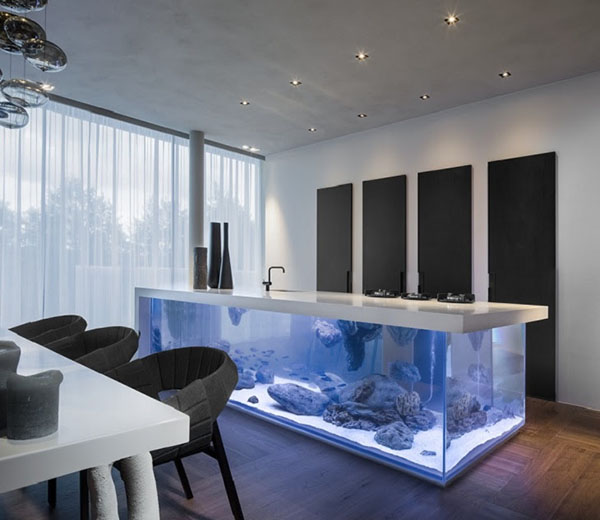 19. A Kitchen Island Aquarium 