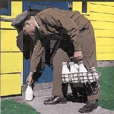 Home milk delivery in glass bottles with tinfoil tops