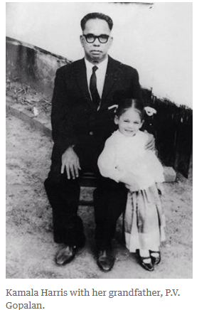 Kamala Harris with her grandfather, P.V. Gopalan.