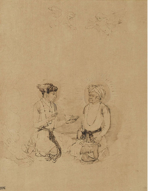 The Emperor Akbar and his Son Salim in Apotheosis