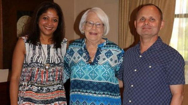 Andrew and Anu (left) recorded messages for Helen