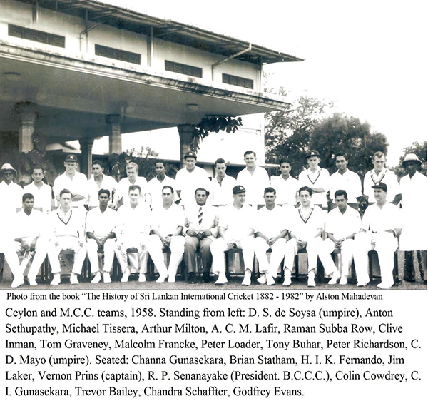 Ceylon Cricketers in late fifties with the MCC