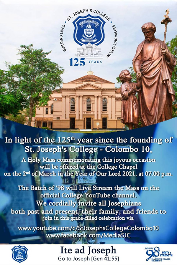 125th Anniversary of St. Joseph’s College, Colombo 10 – Live Stream of the Mass