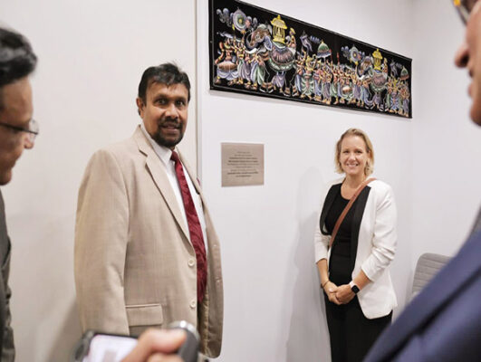 The Consulate General of Sri Lanka in Sydney has been renovated and refurbished on the initiatives taken by Mr. Lakshman Hulugalle, Consul General of Sri Lanka in Sydney. The management of the building agreed to undertake the facelift to the Reception area; Board room and the Office room of the Consul General on complementary without any financial burden on the Sri Lankan government. The Consul General also re-negotiated the rental reduction to the office premises of the Sri Lankan Consulate in Sydney and renewed the Agreement for 5 years resulting a huge amount of savings to the Sri Lankan Government. To mark the occasion, the Consul General organized an event with soft opening of Sri Lanka Mission in Sydney on Thursday, 11th March 2021 inviting officers of the building management, representatives of the Sri Lankan Associations and the selected Sri Lankan dignitaries in Sydney. In line with the Sri Lankan customary guests were invited to light the traditional oil lamp and to Sri Lankan traditional delicacies which were organized by the staff of the Consulate General of Sri Lanka in Sydney. In his short remarks, the Consul General stated that the renovation and refurbishment of Sri Lanka Mission in Sydney has been done after laps of 15 years. “With facelift to the Mission, the Sri Lankan community in New South Wales and Queensland will receive a better service from the Consulate Office”, Consul General said. He also thanked the management of the building for accepting his requests and prompt response in undertaking the renovation and refurbishment on a complimentary basis. The invited guests expressed their pleasure to the changes in the Mission and appreciated the initiatives taken by the Sri Lankan Consul General in Sydney. Consulate General of Sri Lanka in Sydney 12th March 2021