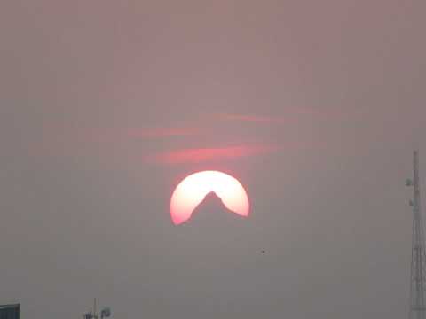 Sunrise behind Siripada from Mount Lavinia 2021 Mar 16 6:22AM