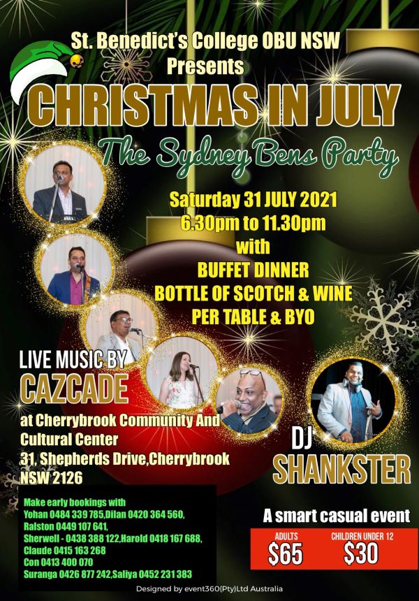 St. Benedicts College OBU NSW Presents – Christmas in July (31 July 2021) – Sydney event