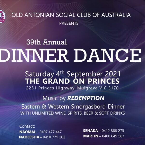 Old Antonian Social Club of Australia present 39th Annual Dinner Dance