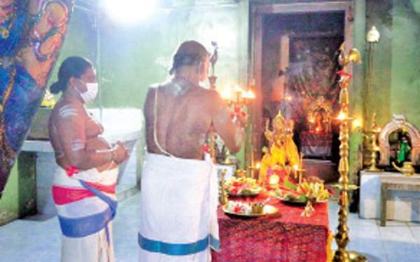 A pooja at the temple