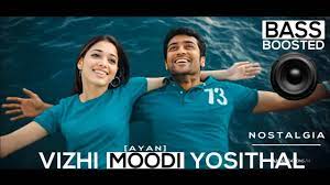 vizhi moodi yosithal bass boosted song|ayan thamil movie |4k beatz