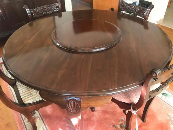 Beautiful Mahogany Table and Chairs From Sri Lanka - For Sale in Los Angeles