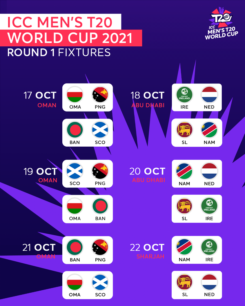 ICC Mens T20 World Cup 2021 fixtures revealed